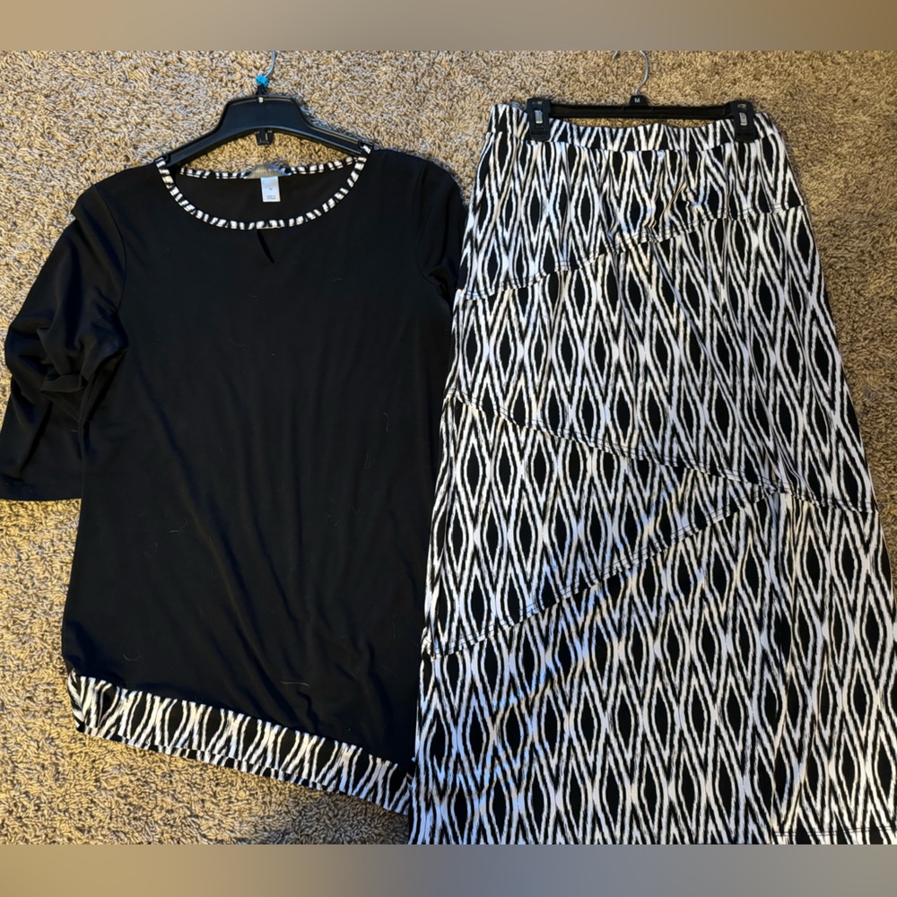 Black and White Shirt With Matching Skirt